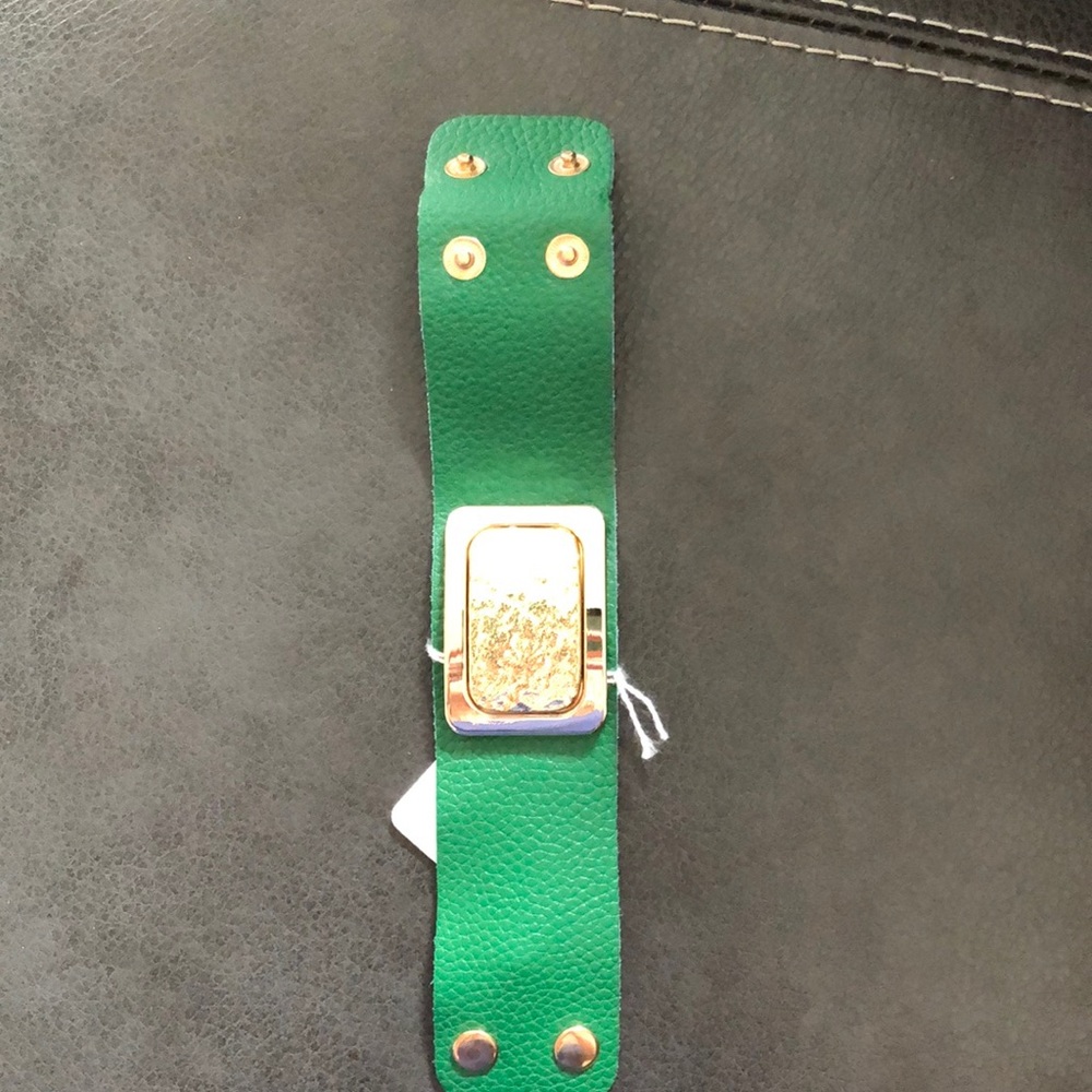 Green leather bracelet